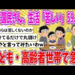 【2chまとめ】日本国民さん、生活「苦しい」59.6%、子ども・高齢者世帯で急増【ゆっくり】